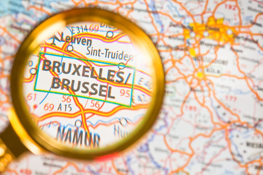 Brussels map under a looking glass